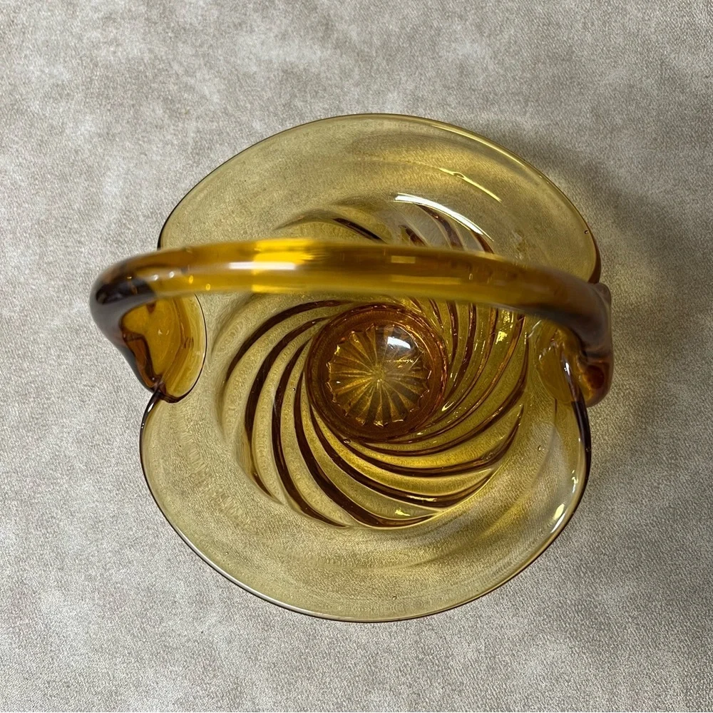 Vintage 1920s Amber-Colored Glass Bridal Basket